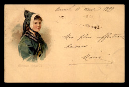 SUISSE - CANTON DE GLARIS - FEMME EN COSTUME - CARTE ILLUSTRE VOYAGE EN 1899 - EDITEUR LOUIS GLASER - Other & Unclassified