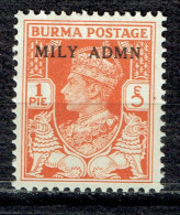 Effigie De Georges VI Surchargé MILY ADMN - Myanmar (Birma 1948-...)