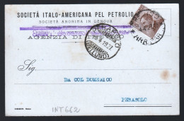 CARTOLINA COMMERCIALE - 1927 - SOCIETA ITALO AMERICANA PEL PETROLIO - AGENZIA DI TREVISO (INT662) - Shopkeepers