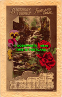 R494287 Birthday Wishes Fond And True. Waterfall And Flowers. W. B. L. Academy S - Mundo