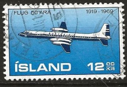 Iceland Island 1969 Anniversary Of Aviation In Iceland., Canadair 400 MI 433 Cancelled(o) - Used Stamps