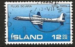 Iceland Island 1969 Anniversary Of Aviation In Iceland., Canadair 400 MI 433 Cancelled(o) - Gebruikt