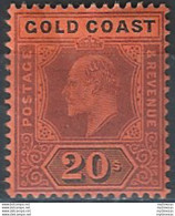 1902 Gold Coast Edoardo VII 20s. MH SG N. 48 - Otros & Sin Clasificación