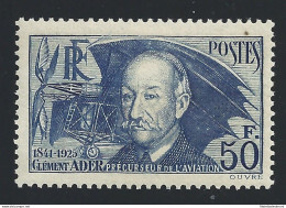 1938 FRANCIA, N. 398 Clement Ader MNH**  PUNTO SCURO IN ALTO A DESTRA - Autres & Non Classés