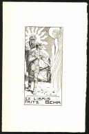 Exlibris Fritz Behr, Römer Zieht Einen Streitwaagen Mit Altem König An Einem Engel Vorbei  - Ex-Libris