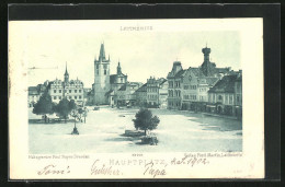 AK Leitmeritz / Litomerice, Marktplatz Mit Kirche Und Geschäften  - Tschechische Republik