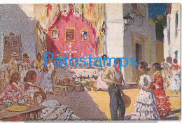 227662 SPAIN ESPAÑA ART ARTE SIGNED M. BERTUCHI COSTUMES LA CRUZ DE MAYO POSTAL POSTCARD - Other & Unclassified