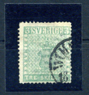 1855 SVEZIA SVERIGE N.1 3 Skilling Verde USATO - Usati