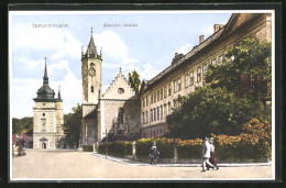 AK Teplitz Schönau / Teplice, Platz Vor Der Kirche, Zamecké Námesti  - Tschechische Republik