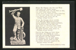 AK Statue Von Pionier Mit Spaten, Schipp, Schipp Hurra!  - Oorlog 1914-18