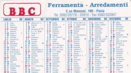 Calendarietto - BBC - Ferramenta - Arredamenti - Pavia - Anno 1999 - Formato Piccolo : 1991-00