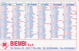 Calendarietto - BIEMBI - Rho - Milano - Anno 1999 - Tamaño Pequeño : 1991-00