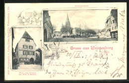CPA Weissenburg, Hotel Zum Schwan, Anselmannstaden, Strasse Avec L'Église  - Autres & Non Classés