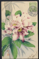 Handmade Watercolor MAUVE FLOWERS 1906 Tokyo JAPAN POSTAL HISTORY - Autres & Non Classés