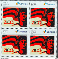 SI 03 Brazil Institutional Stamp Zico 70 Years Flamengo Soccer Football 2023 Block Of 4 - Personalized Stamps