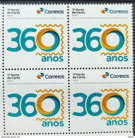 SI 02 Brazil Institutional Stamp 360 Years Postal Service 2023 BLOCK OF 4 - Personalized Stamps