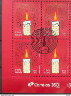C 4135 Brazil Stamp Christmas Candeia Candle Religion 2023 Block Of 4 CBC DF Vignette Correios - Ungebraucht