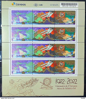 C 4059 Brazil Stamp Centenary Aerial Crossing Of The South Atlantic Airplane Ship Map 2022 Sheet - Ungebraucht