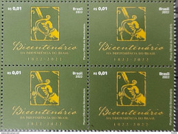 C 4055 Brazil Stamp Bicentennial Of Independence Official Brand Sword Portugal 2022 Block Of 4 - Ungebraucht