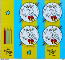 C 4053 Brazil Stamp Daniel Azulay Education Childish 2022 Block Of 4 Vignette Inf Esq - Nuovi