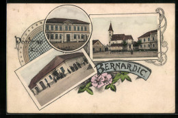 AK Bernartice, Kostel, Strassenpartie  - Repubblica Ceca