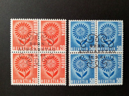 SCHWEIZ MI-NR. 800-801 GESTEMPELT(USED) 4er BLOCK EUROPA 1964 STILISIERTE BLUME - 1964