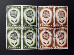 NIEDERLANDE MI-NR. 827-828 GESTEMPELT(USED) 4er BLOCK EUROPA 1964 STILISIERTE BLUME - 1964