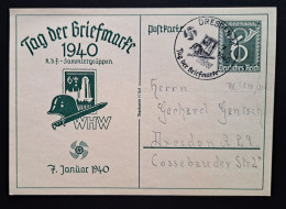 Postkarte P288 Tag Der Briefmarke 1940 DRESDEN Sonderstempel - Cartoline