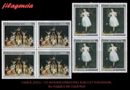 CUBA. BLOQUES DE CUATRO. 2003-22 55 ANIVERSARIO DEL BALLET NACIONAL DE CUBA - Neufs