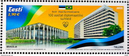 Stamp Estonia Diplomatic Relations Brasilia Talin 2021 - Estonie