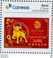 PB 195 Brazil Personalized Stamp Ibrachina Chinese New Year Bull 2021 - Personalizzati