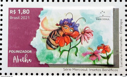 C 4025 Brazil Stamp Beneficial Insects Bee Mercosul 2021 - Ongebruikt