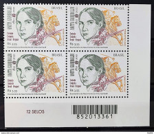 C 4003 Brazil Stamp 200 Years Anita Garibaldi Horse Weapon 2021 Block Of 4 Barcode - Nuovi