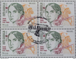 C 4003 200 Years Of The Birth Of Anita Garibaldi, Horse, Weapon 2021 Block Of 4 CBC BSB - Ungebraucht