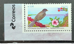 C 3985 Brazil Stamp Diplomatic Relations Brazil Dominican Republic Bird Flag Flower 2021 Vignette Post - Nuevos