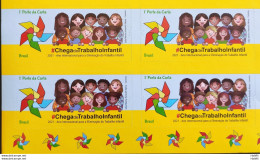 C 3984 Brazil Stamp No More Child Labor Self Adhesive Child 2021 Block Of 4 With Lower Vignette - Nuovi