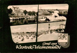 73892900 Warnemuende Ostseebad Fischerhafen Sturm Strandpartie Promenade Leuchtt - Rostock