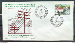 Brazil Envelope PVT FIL 017 1989 Hydrelectric Plant Marmelos Energy CBC MG 01 - FDC