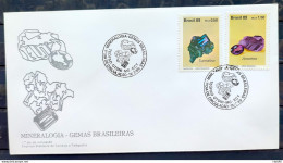 Brazil Envelope FDC 474 1989 Mineralogy Precious Stones Amethyst Tourmaline CBC MG 03 - Used Stamps