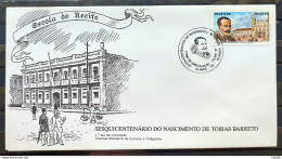 Brazil Envelope FDC 470 1989 Tobias Barreto Literature CBC PE 02 - Used Stamps