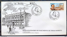 Brazil Envelope FDC 470 1989 Tobias Barreto Literature CBC PE 01 - Used Stamps