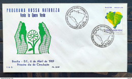 Brazil Envelope FDC 466 1989 Our Nature Map Program Environment CBC BSB 05 - Oblitérés