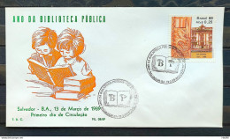 Brazil Envelope FDC 463 1989 Library Publics Bahia Literature EDUCATION CBC BA 03 - FDC