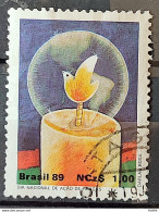 C 1660 Brazil Stamp Thanksgiving Day Dove Bird Candle 1989 Circulated 4 - Usados