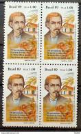 C 1654 Brazil Stamp Book Day Literature Casimiro De Abreu 1989 Block Of 4 - Ongebruikt