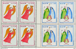 C 1658 Brazil Stamp Natal Religion Angel Holy Family 1989 Block Of 4 Complete Series - Ongebruikt