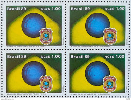 C 1656 Brazil Stamp 25 Years Federal Police Department Flag Military 1989 Block Of 4 - Ongebruikt
