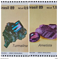 C 1639 Brazil Stamp Brazilian Gems Stone Semi Precious Tourmaline Amethyst Jewelry 1989 Complete Series - Neufs