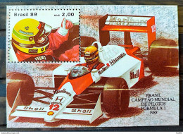 B 79 Brazil Stamp Ayrton Senna Formula 1 Sport Car 1989 Verso 2 - Ungebraucht