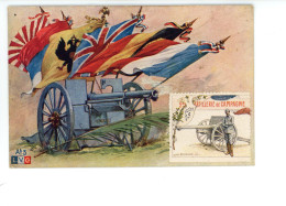 Carte Patriotique ( Drapeaux Drapeau Canon De 75 ) + Timbre Militaire 29e Artillerie De Campagne ( Camille Bellanger ) - Patrióticos